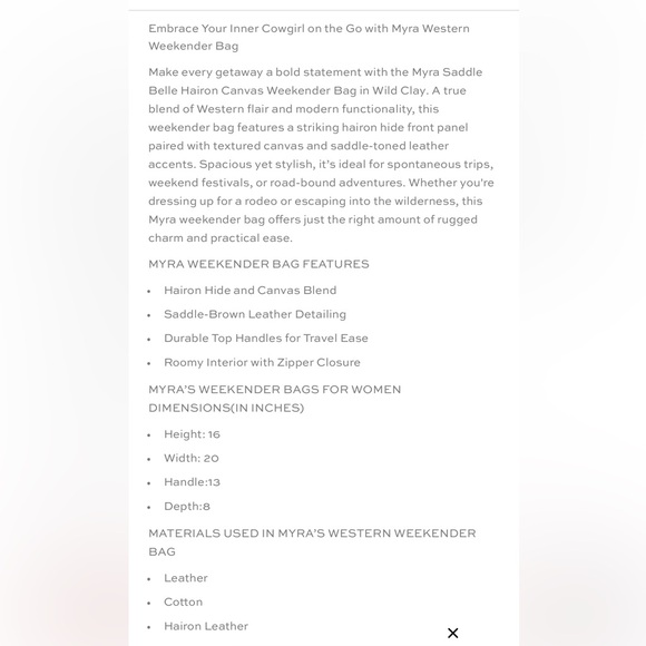 Myra Bag Brown and Black weekender Travel Bag with cowhide - Picture 6 of 6